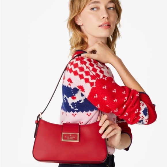 Kate Spade Reegan Smooth Leather Shoulder Bag, Candied Cherry Red - Picture 3 of 9